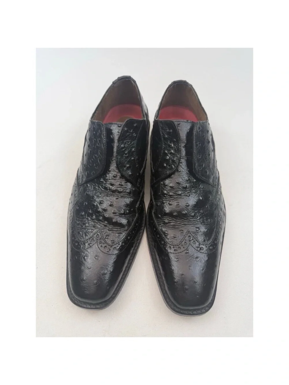 🖤NIB! STACY ADAMS- Ostrich Embossed Leather Wingtip Oxfords